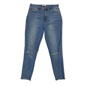Forever 21 Skinny Jeans Womens 31 Blue Distressed Stretch Denim High Rise Pants